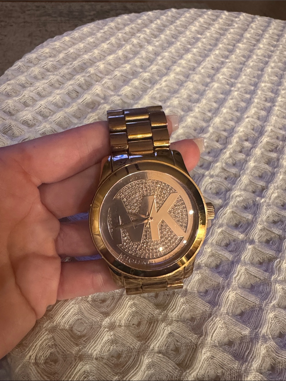 Michael Kors Gold-Tone MK Logo Bracelet Watch